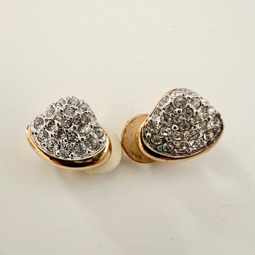 Swarovski Gold and Silver Heart Earrings